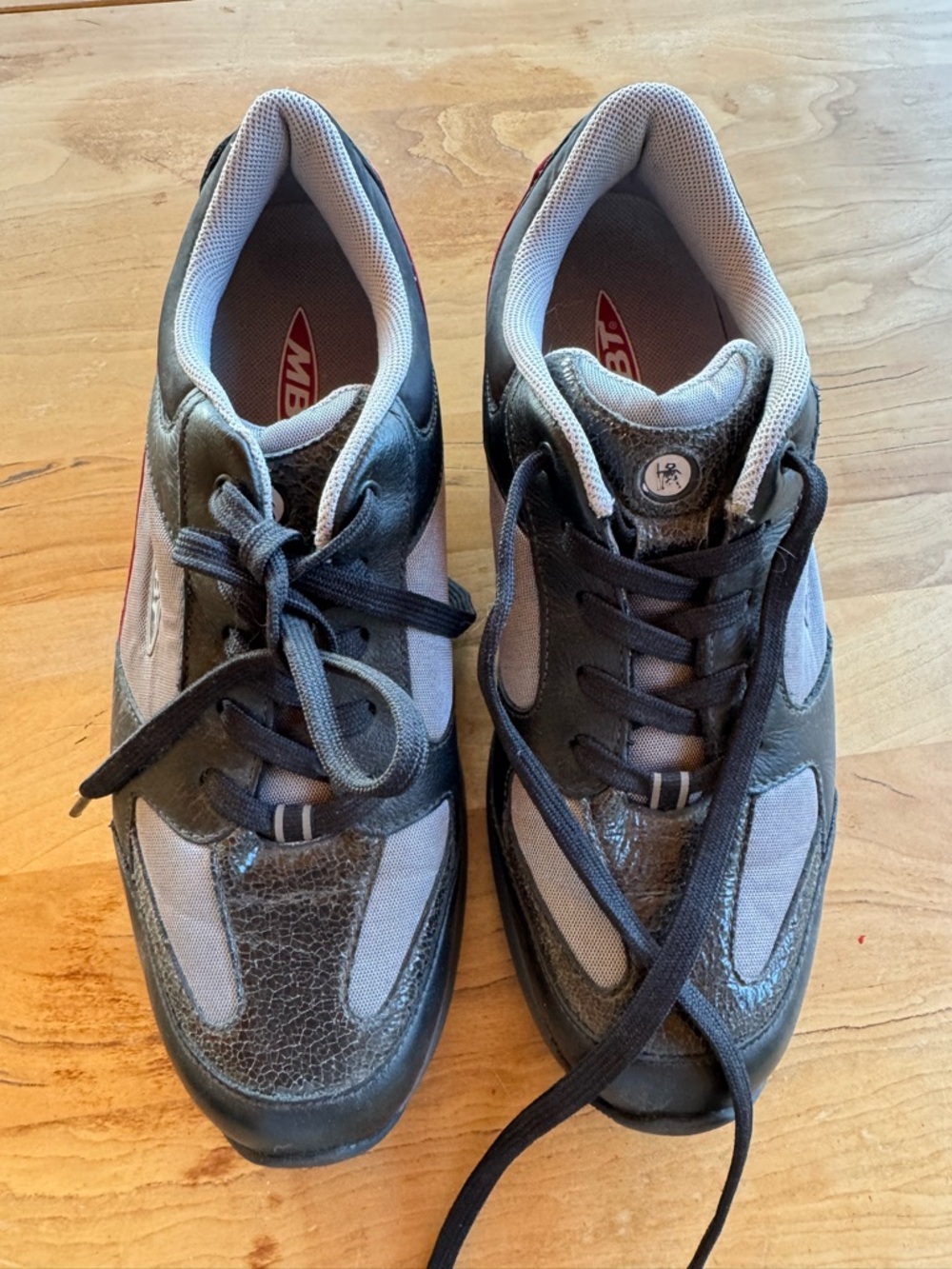MBT womens Black and Gray Walking (rocking, zero gravity heel) Sneakers
